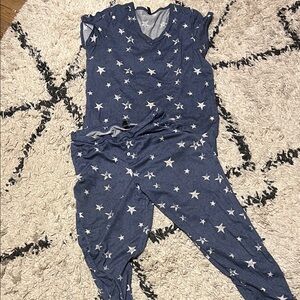 Blue Star Print Pajama Set